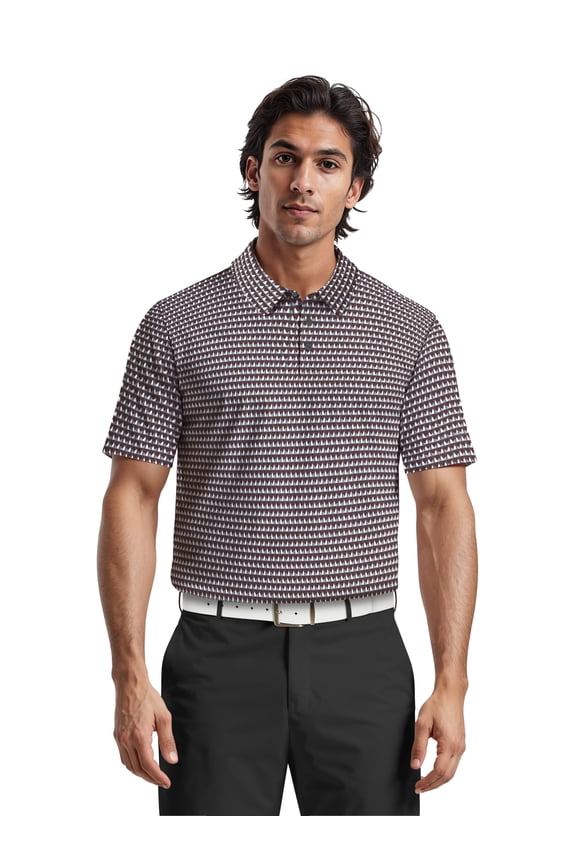 Men's & Big Men's Performance Large Geometric Short Sleeve Polo Shirt, Sizes S-5XL