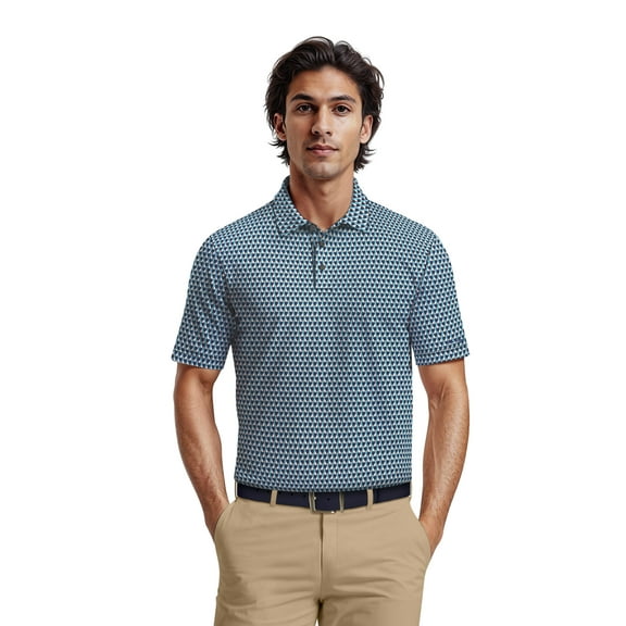 Ben Hogan Men's & Big Men's Performance Large Geometric Short Sleeve Polo Shirt, Sizes S-5XL