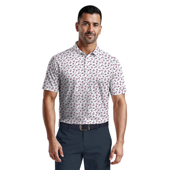 Ben Hogan Men's & Big Men's Performance Lobster Print Golf Short Sleeve Polo Shirt, up to 5XL