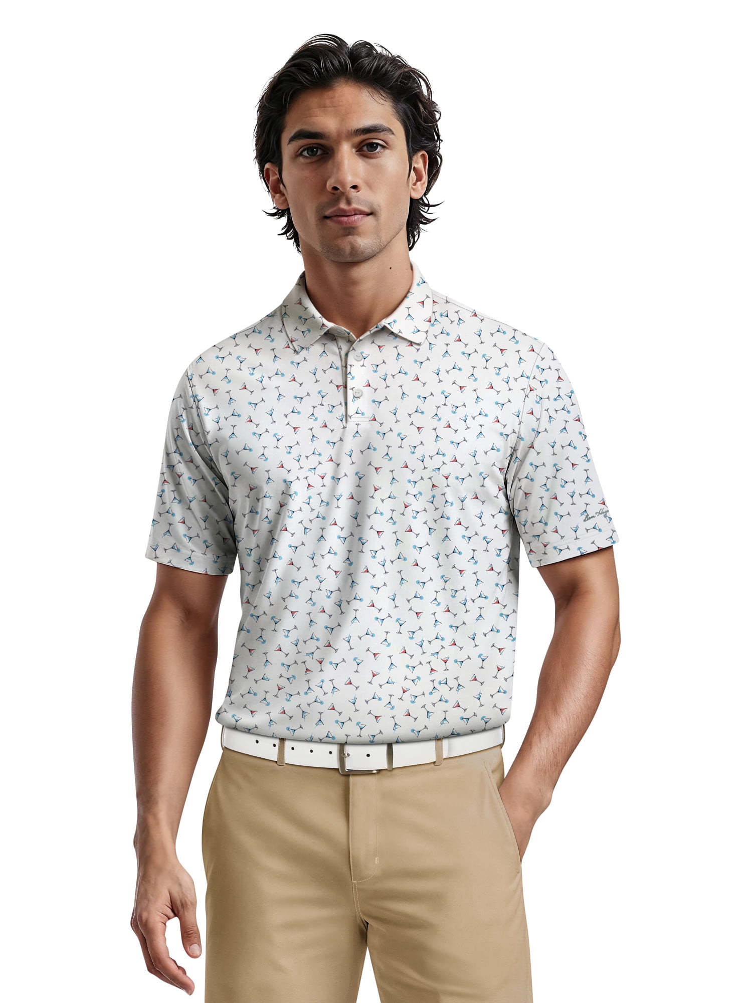 Ben Hogan Men's & Big Men's Performance Martini Printed Short Sleeve Polo Shirt, up to 5XL