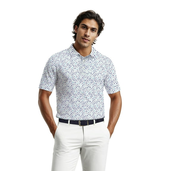 Ben Hogan Men's & Big Men's Performance Micro Fall Leaf Short Sleeve Golf Polo Shirt, Sizes S-5XL