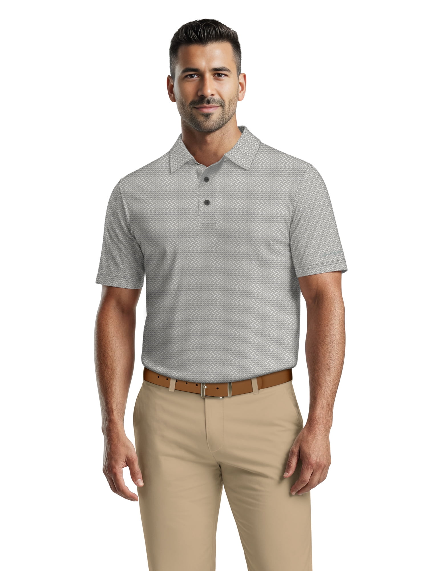 Ben Hogan Men's & Big Men's Performance Mini Geometric Print Short Sleeve Golf Polo Shirt, Sizes S-5XL