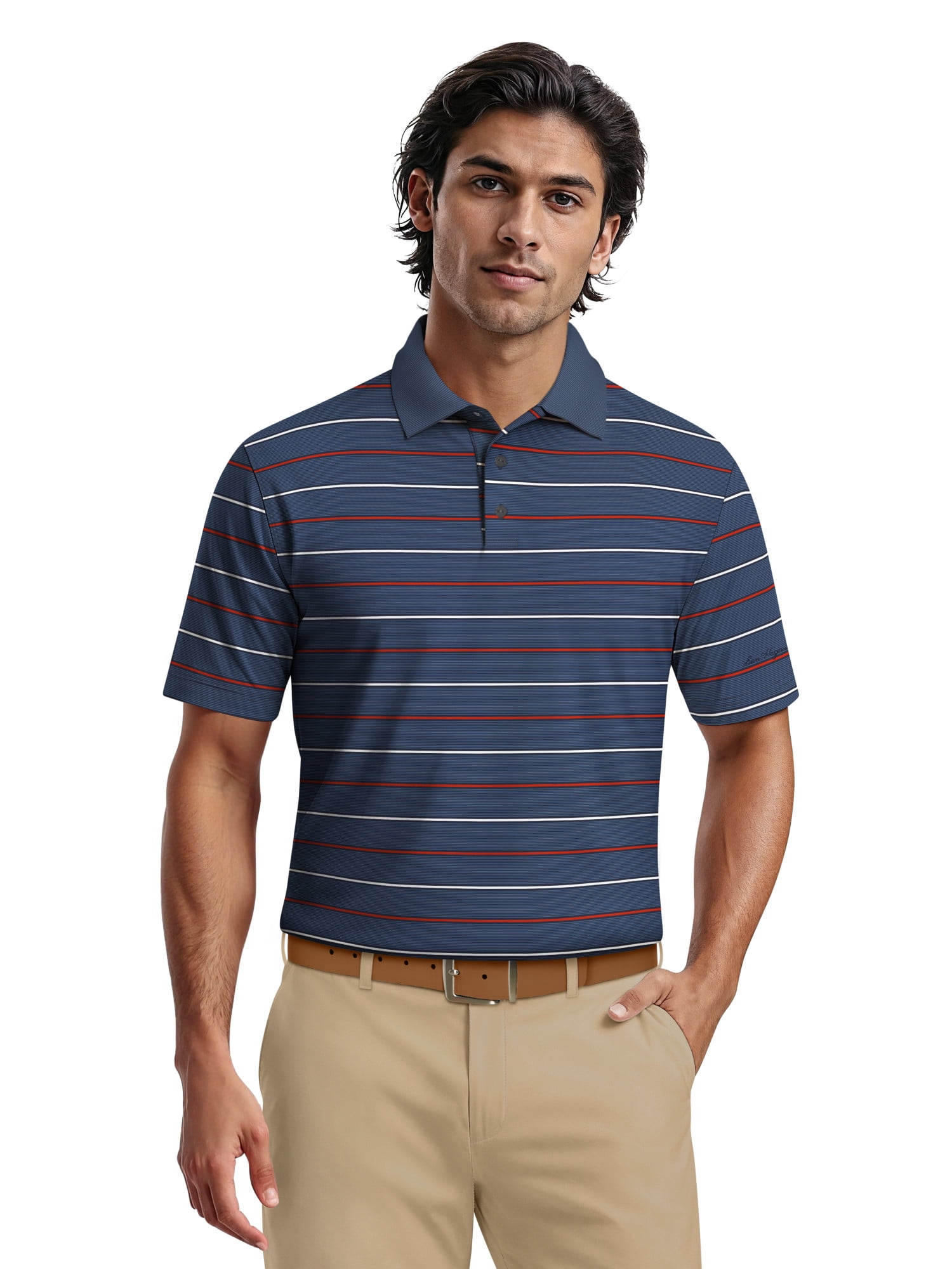Ben Hogan Men's & Big Men's Performance Multi Stripe Short Sleeve Polo Shirt, up to 5XL
