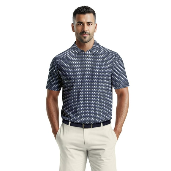 Ben Hogan Men's & Big Men's Performance Palm Tree Golf Ball Short Sleeve Polo Shirt, Sizes S-5XL