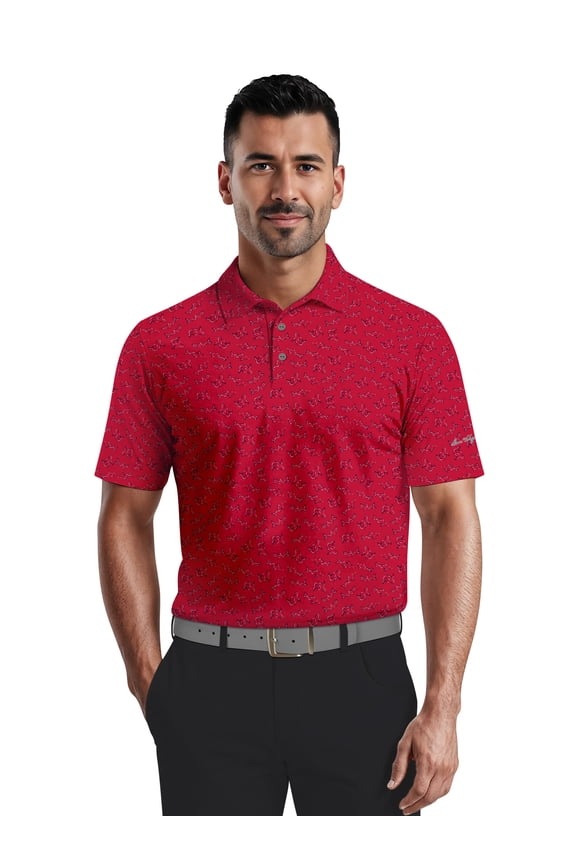 Men's & Big Men's Performance Shark Print Short Sleeve Polo Shirt, Sizes S-5XL
