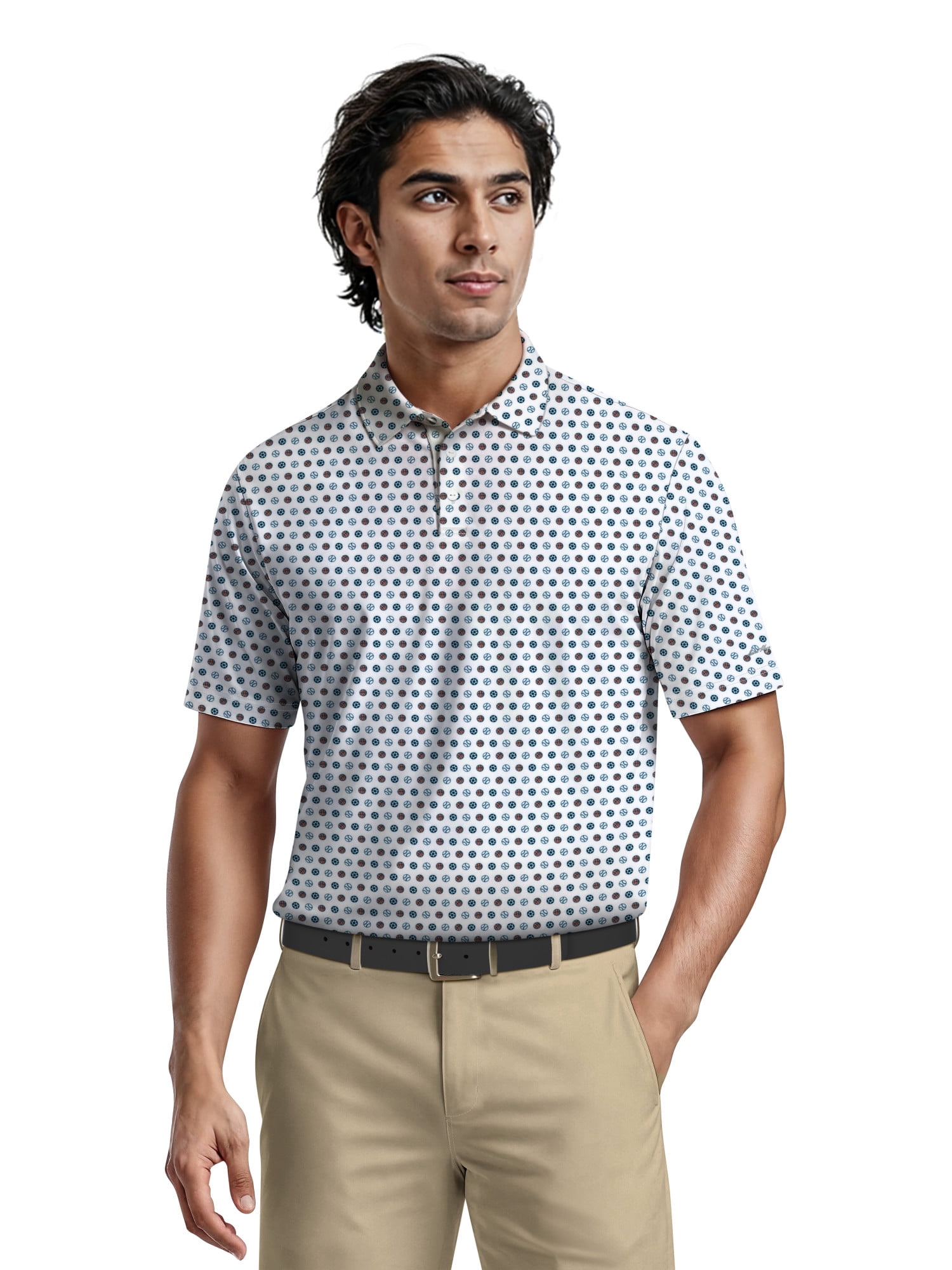 Ben Hogan Men's & Big Men's Performance Sport Print Short Sleeve Polo Shirt, up to 5XL