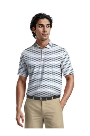 Men's & Big Men's Performance Sport Print Short Sleeve Polo Shirt, up to 5XL