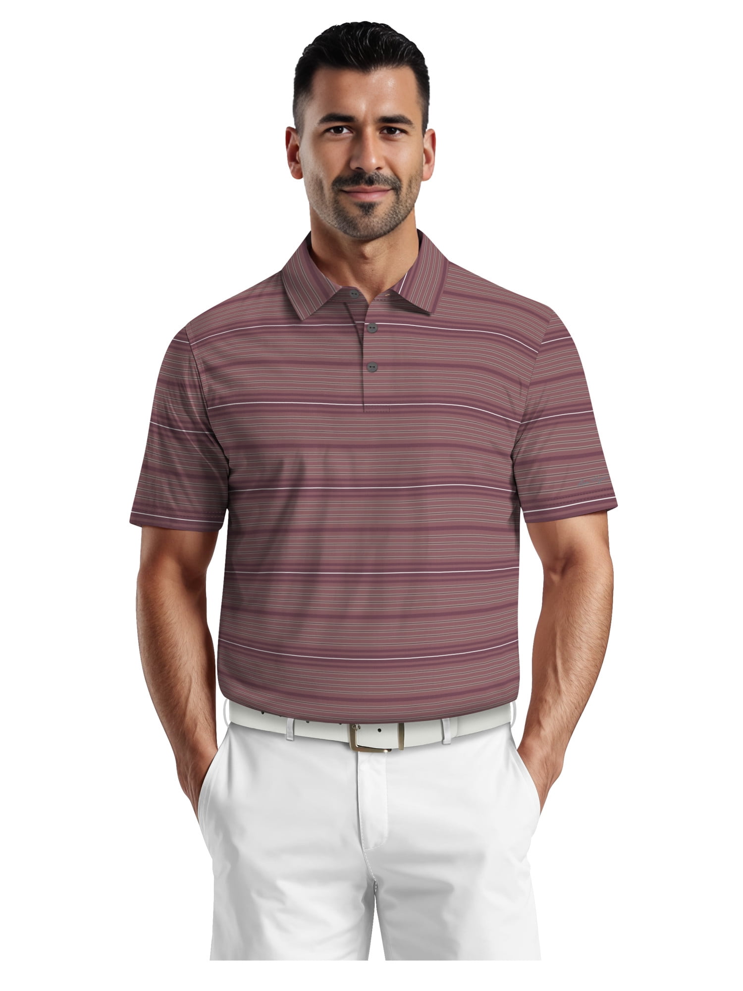 Ben Hogan Men's & Big Men's Performance Texture Stripe Short Sleeve Golf Polo Shirt, Sizes S-5XL