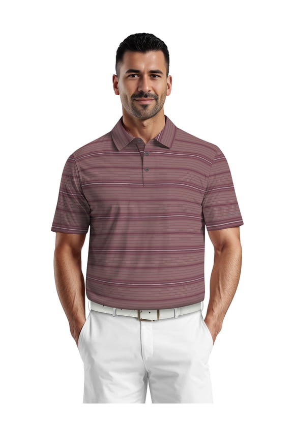 Men's & Big Men's Performance Texture Stripe Short Sleeve Golf Polo Shirt, Sizes S-5XL