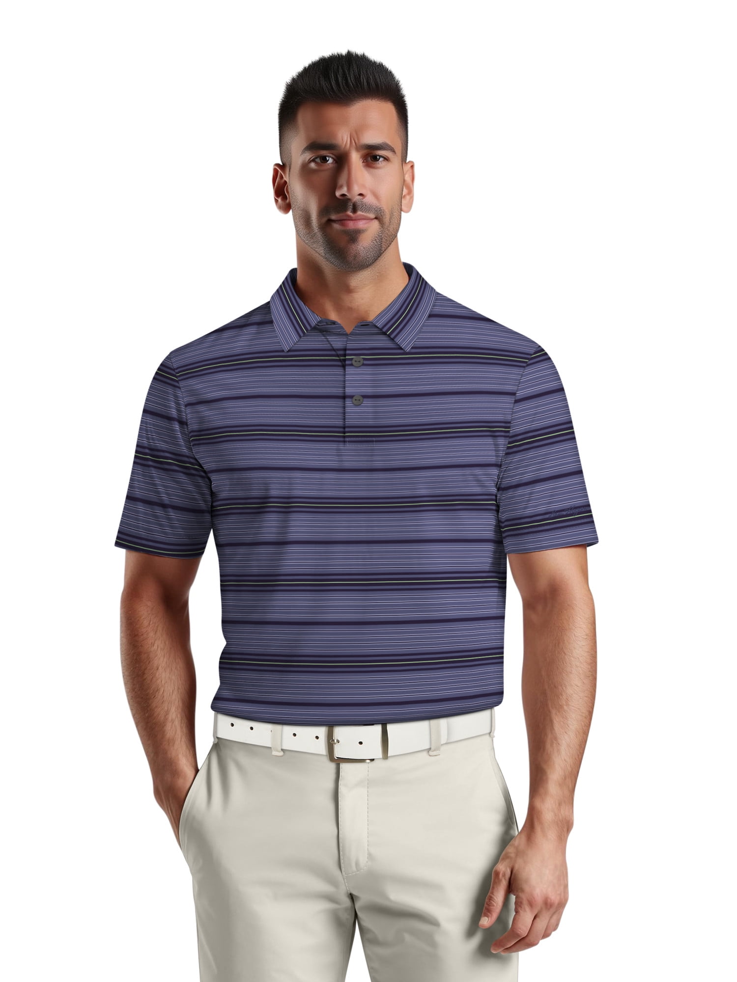 Ben Hogan Men's & Big Men's Performance Texture Stripe Short Sleeve Golf Polo Shirt, Sizes S-5XL