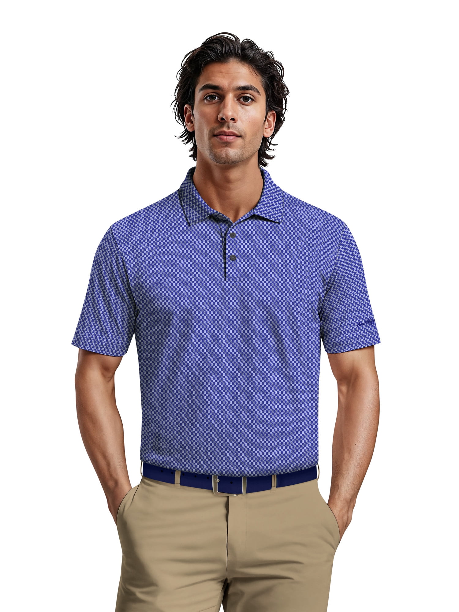 Ben Hogan Men's & Big Men's Performance Two-Color Jacquard Short Sleeve Polo Shirt, up to 5XL