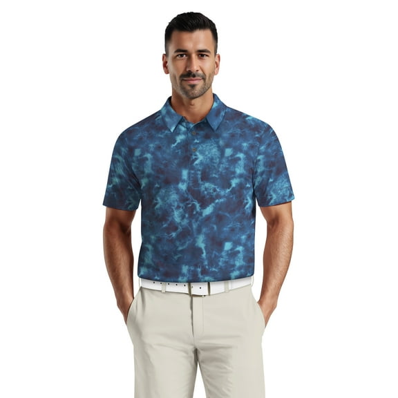 Ben Hogan Men's & Big Men's Performance Watercolor Camo Short Sleeve Golf Polo Shirt, Sizes S-5XL
