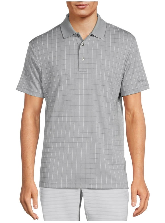 Men's & Big Men's Textured Windowpane Golf Polo Shirt, Size S-5XL