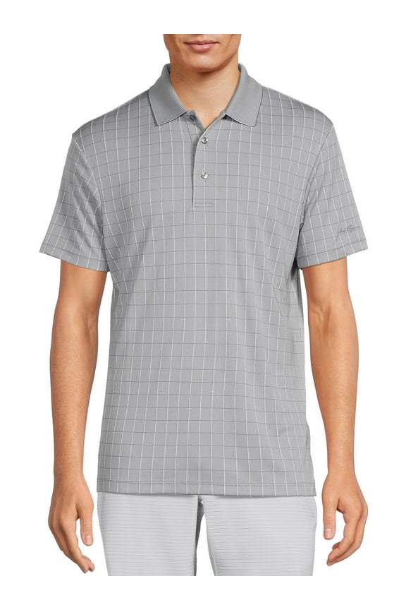 Men's & Big Men's Textured Windowpane Golf Polo Shirt, Size S-5XL