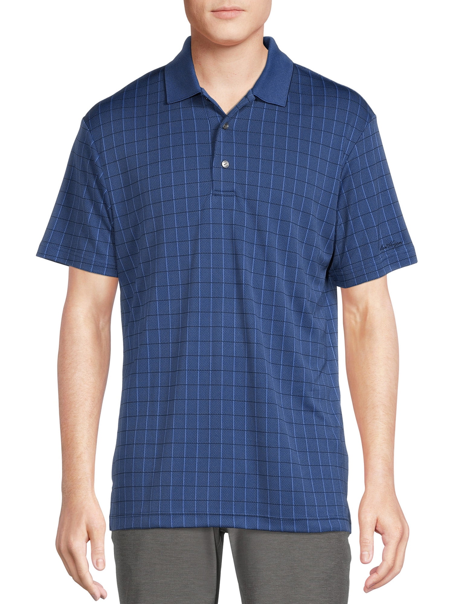 Ben Hogan Men's & Big Men's Textured Windowpane Golf Polo Shirt, Size S ...