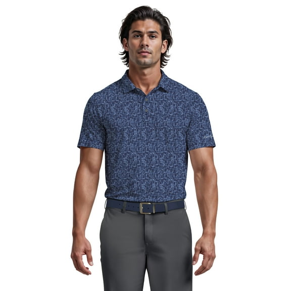 Ben Hogan Men's & Big Men's Watercolor Geo Printed Golf Polo, Sizes S-5XL