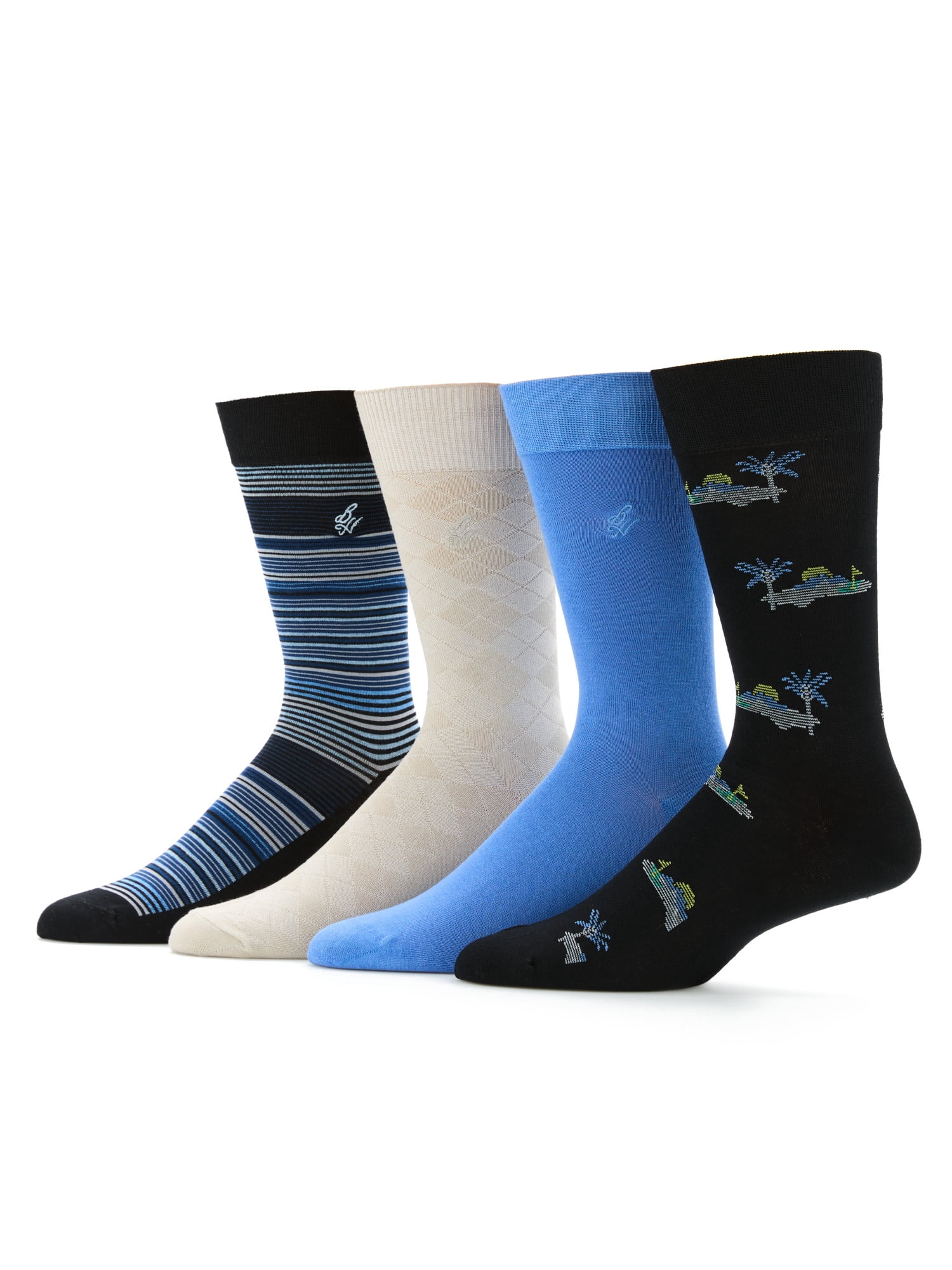 Ben Hogan Men's Golf Course Novelty and Stripe Print Mix Socks, 4-Pack, Sizes 7-12