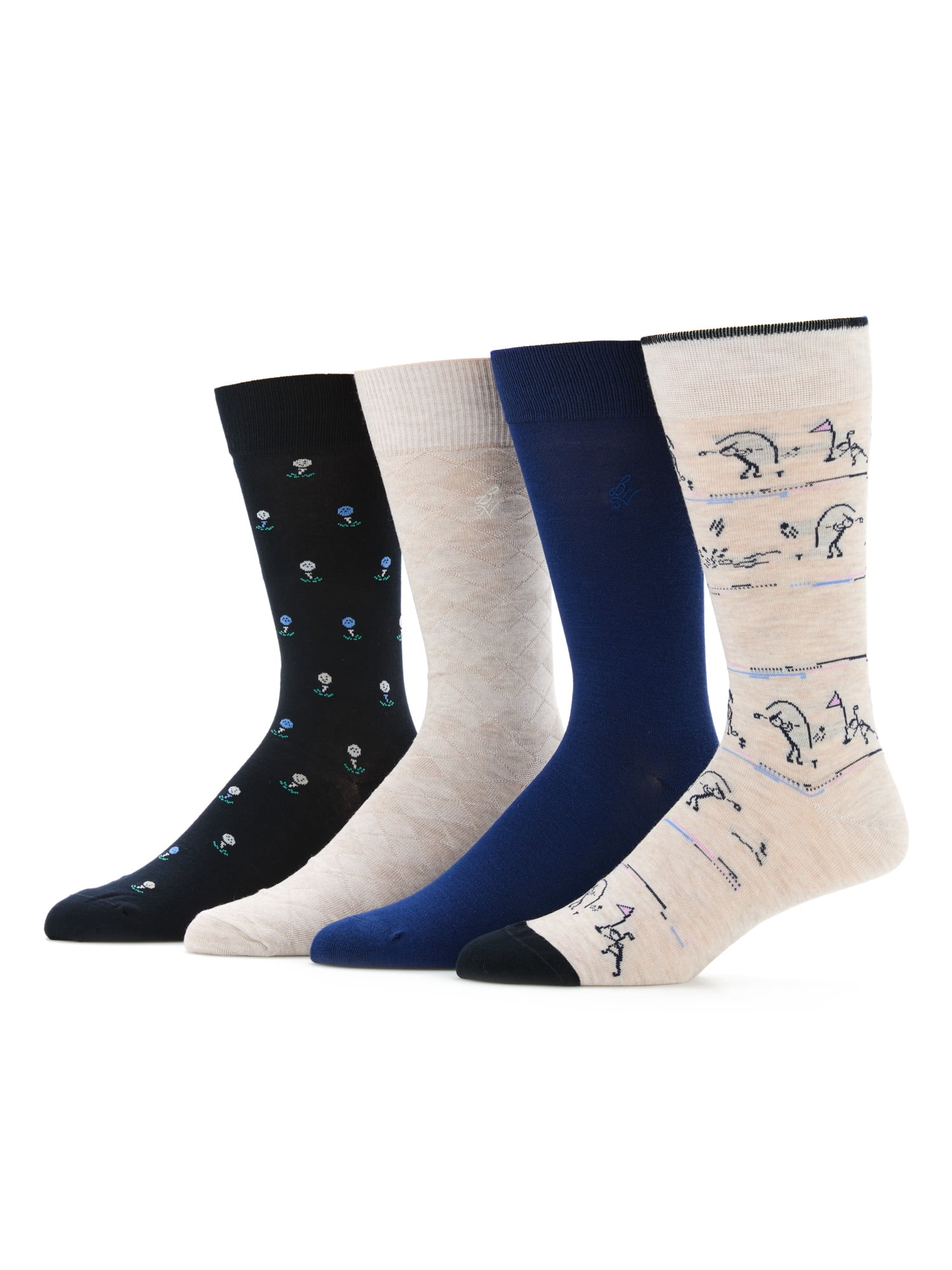 Ben Hogan Men's Stick Figure Golfing Novelty Socks, 4-Pack, Sizes 7-12