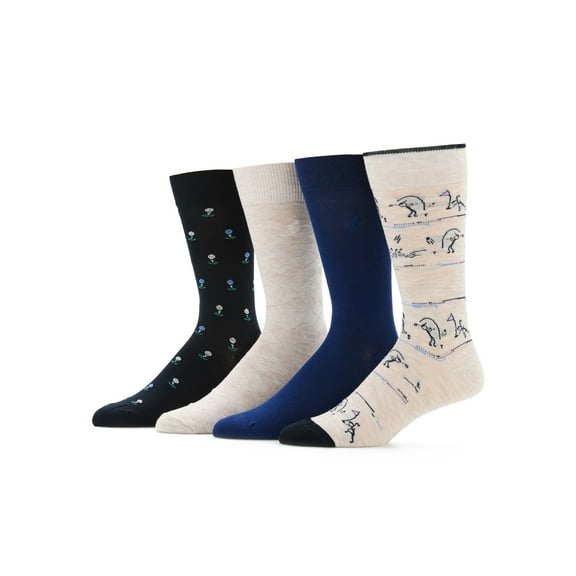 Ben Hogan Men's Stick Figure Golfing Novelty Socks, 4-Pack, Sizes 7-12