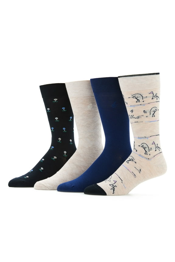 Men's Stick Figure Golfing Novelty Socks, 4-Pack, Sizes 7-12