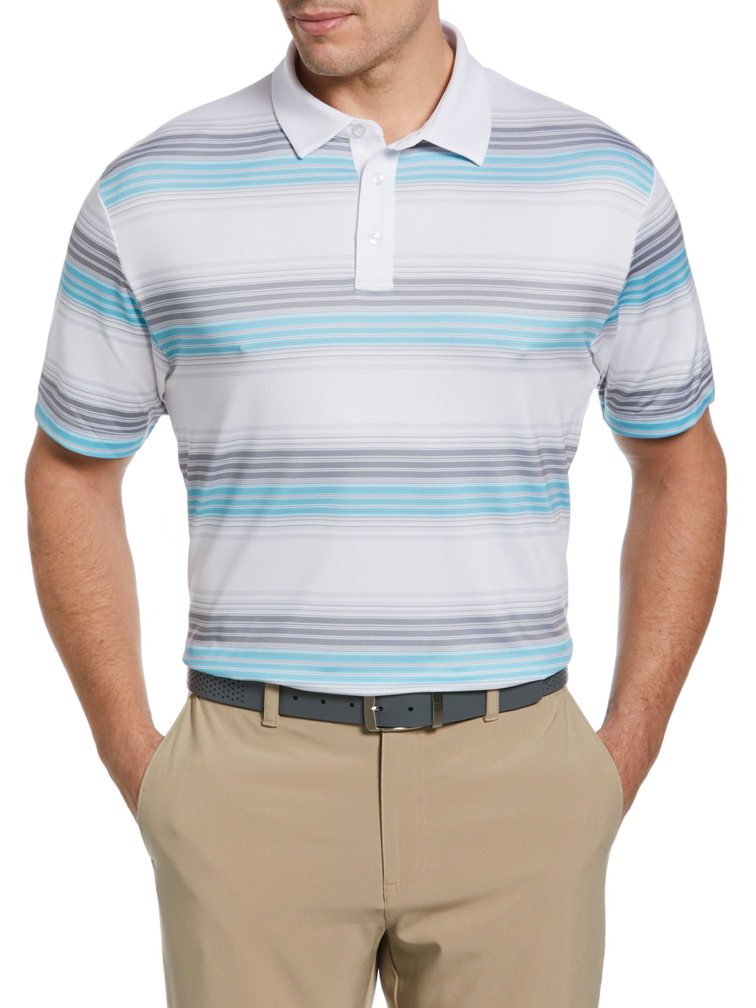 Ben Hogan Men’s Striped Performance Golf Polo Shirt with UV Protection ...