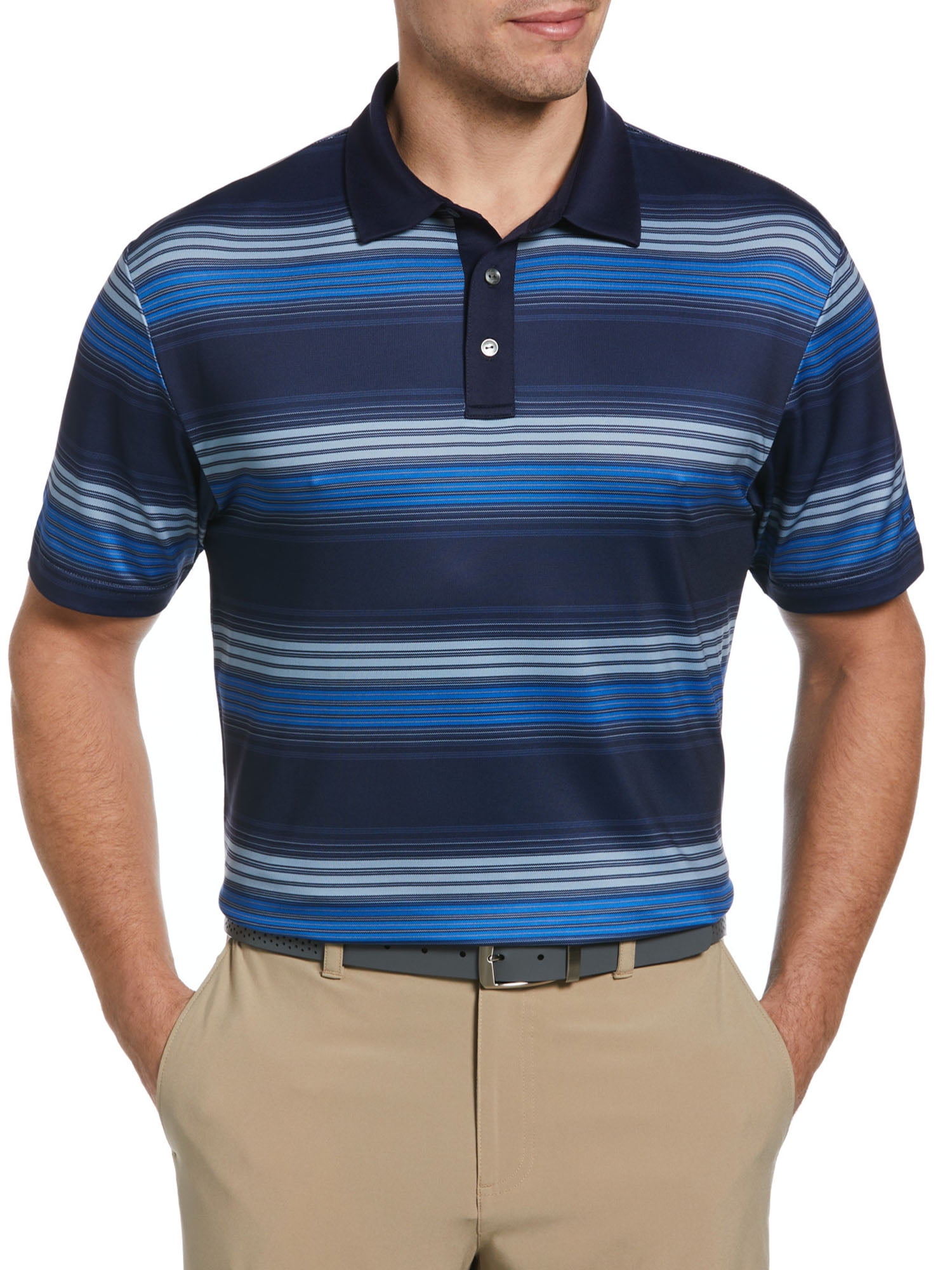 Ben Hogan Men’s Striped Performance Golf Polo Shirt with UV Protection ...