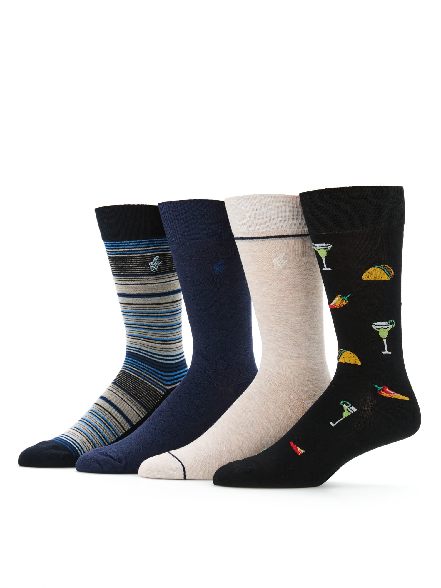 Ben Hogan Men's Taco Tuesday Novelty Socks, 4-Pack, Sizes 7-12