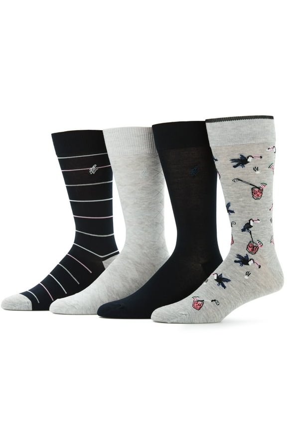 Men's Toucan Golf Drink Novelty Socks, 4-Pack, Sizes 7-12