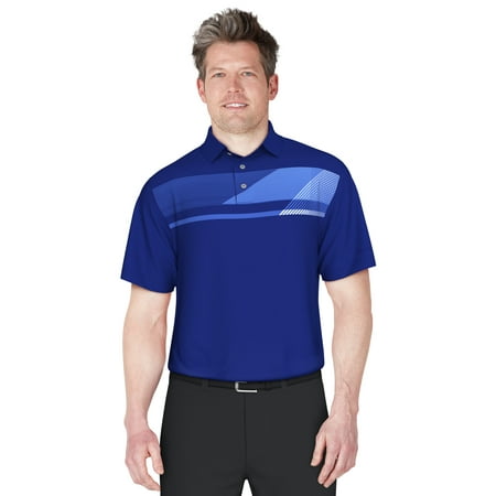 Ben Hogan Men's and Big Men’s Asymmetric Chest Stripe Golf Polo Shirt, up to Size 5XL