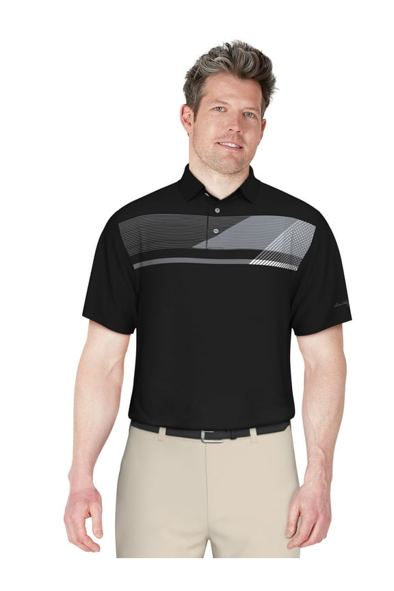 Men's and Big Men’s Asymmetric Chest Stripe Golf Polo Shirt, up to Size 5XL