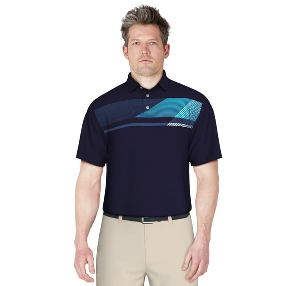 Ben Hogan Men's and Big Men’s Asymmetric Chest Stripe Golf Polo Shirt, up to Size 5XL