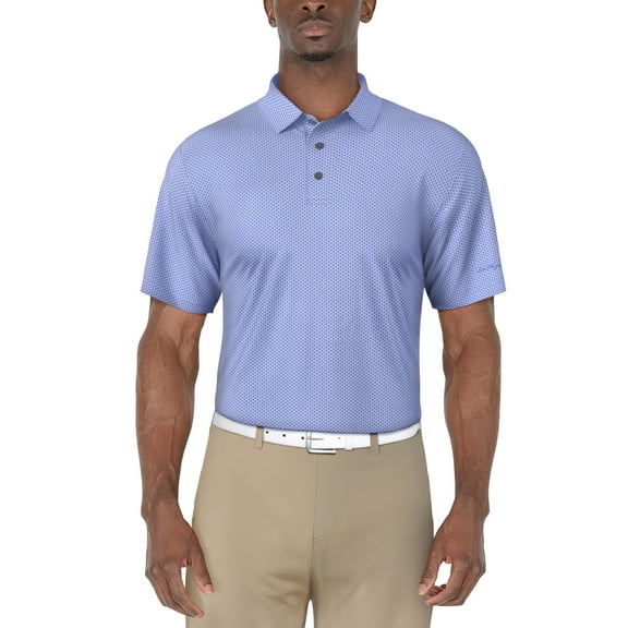 Ben Hogan Men's and Big Men’s Birdseye Geometric Print Jacquard Golf Polo Shirt, up to Size 5XL