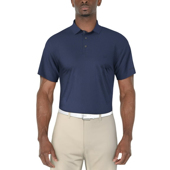 Ben Hogan Men's and Big Men’s Birdseye Geometric Print Jacquard Golf Polo Shirt, up to Size 5XL
