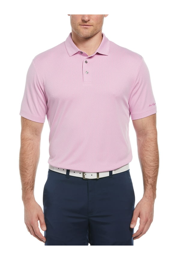 Men's and Big Men’s Birdseye Geometric Print Jacquard Golf Polo Shirt, up to Size 5XL