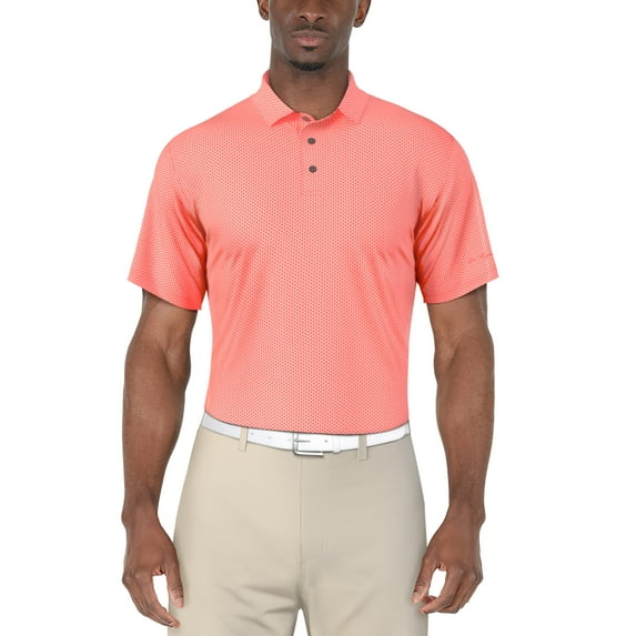 Ben Hogan Men's and Big Men’s Birdseye Geometric Print Jacquard Golf Polo Shirt, up to Size 5XL