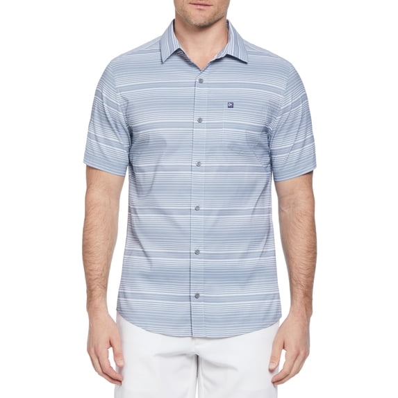 Ben Hogan Men’s and Big Men’s Coastal Stripe Short Sleeve Golf Button Down Woven Shirt, up to Size 5XL