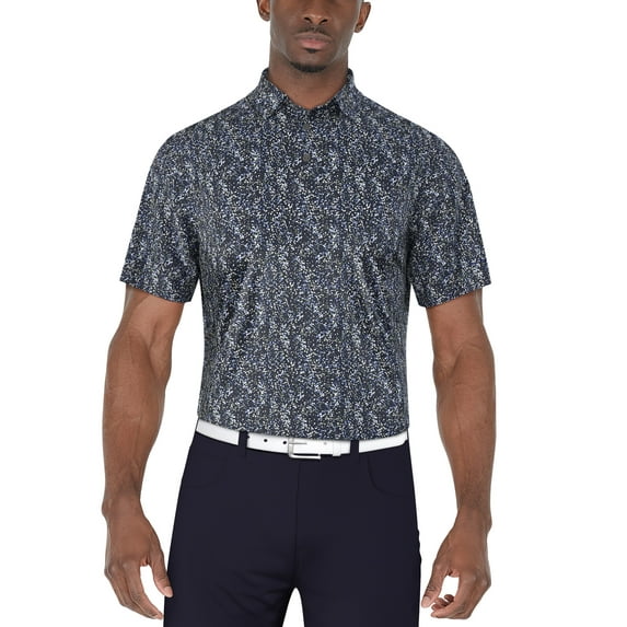 Ben Hogan Men's and Big Men’s Confetti Print Short Sleeve Golf Polo Shirt, up to Size 5XL