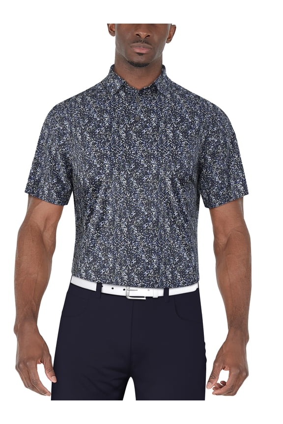 Men's and Big Men’s Confetti Print Short Sleeve Golf Polo Shirt, up to Size 5XL