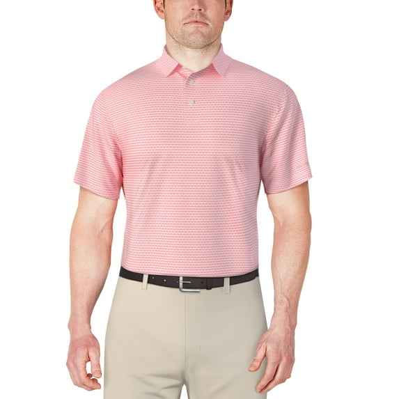 Ben Hogan Men's and Big Men’s Diamond Geo Print Short Sleeve Golf Polo Shirt, up to Size 5XL