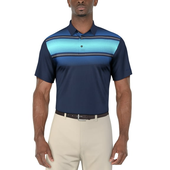 Ben Hogan Men's and Big Men’s Digital Ombre Chest Print Short Sleeve Golf Polo Shirt, up to Size 5XL