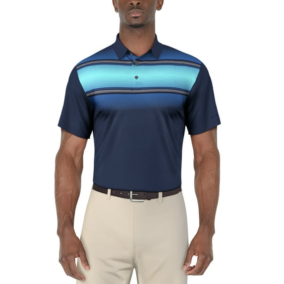 Ben Hogan Men's and Big Men’s Digital Ombre Chest Print Short Sleeve Golf Polo Shirt, up to Size 5XL