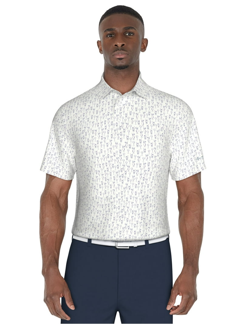 Ben Hogan Men's Drink Print Golf Polo Shirt, Stretch, Moisture