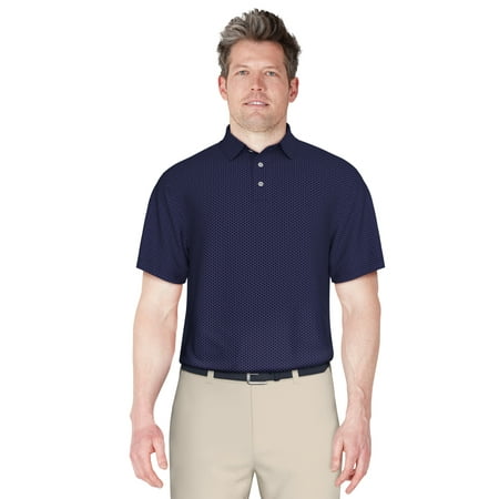 Ben Hogan Men's and Big Men’s Geo Jacquard Golf Polo Shirt, up to Size 5XL