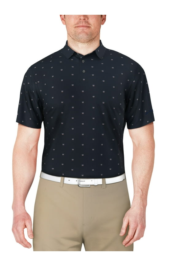 Men's and Big Men’s Geo Print Short Sleeve Golf Polo Shirt, up to Size 5XL
