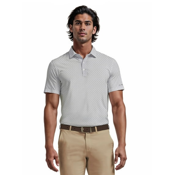 Ben Hogan Men's and Big Men’s Golf Clubs Print Short Sleeve Golf Polo Shirt, up to Size 5XL
