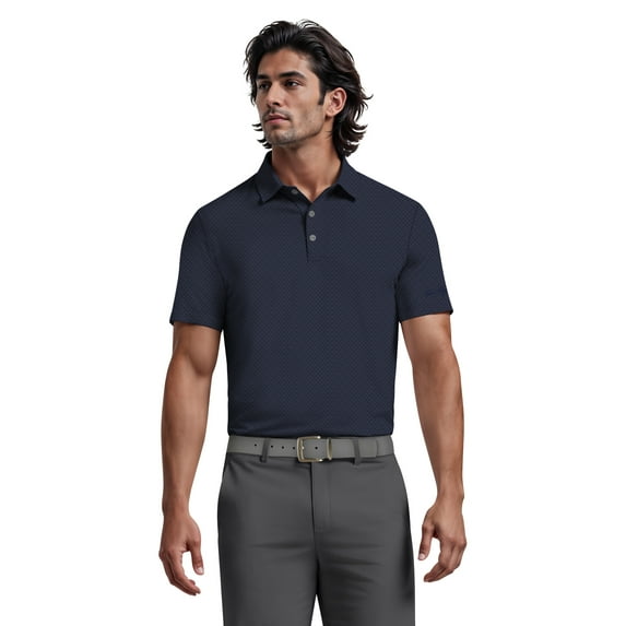 Ben Hogan Men's and Big Men’s Golf Clubs Print Short Sleeve Golf Polo Shirt, up to Size 5XL