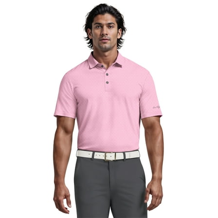 Ben Hogan Men's and Big Men’s Golf Clubs Print Short Sleeve Golf Polo Shirt, up to Size 5XL