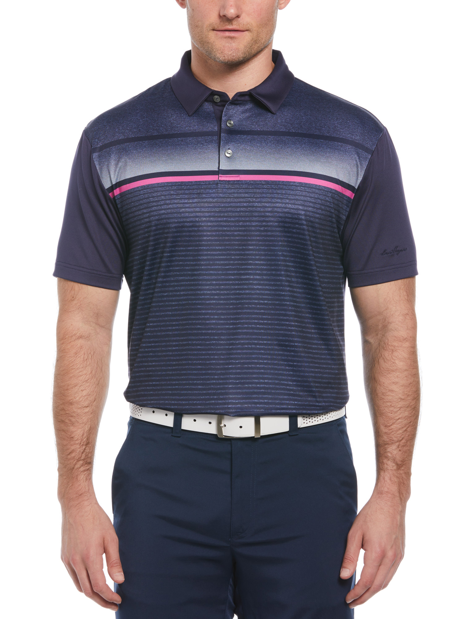 Ben Hogan Men's and Big Men's Gradient Chest Stripe Golf Polo Shirt, up to Size 5XL