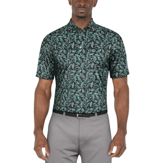 Ben Hogan Men's and Big Men’s Leaf Print Golf Polo Shirt, up to Size 5XL