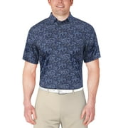 BEN HOGAN Men's and Big Men’s Linear Fish Print Short Sleeve Golf Polo Shirt, up to Size 5XL